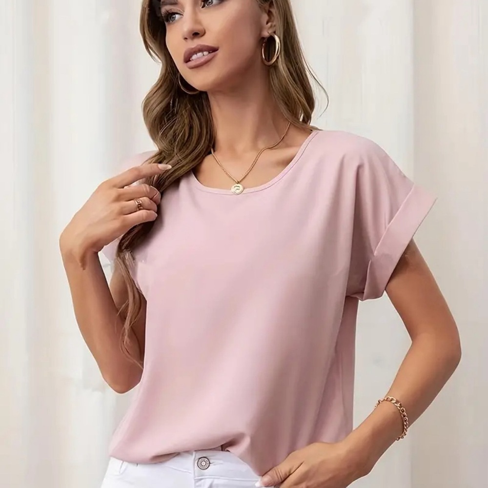 Pink Blouse Short Sleeve Women’s Plus Size Top XXL